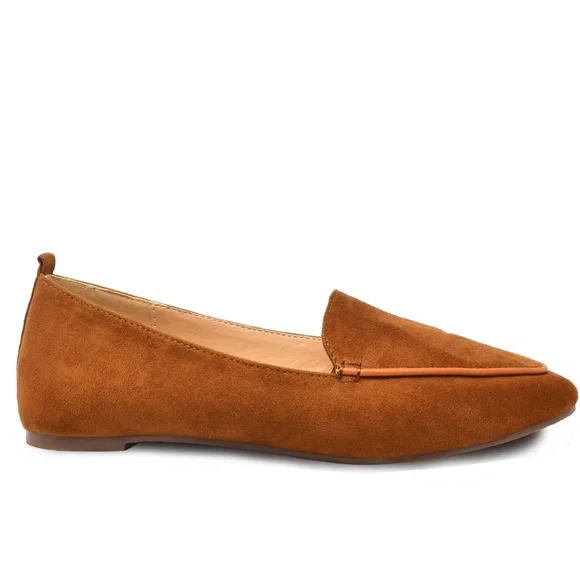 ❤️ Chase & Chloe Tan Suede Loafer Flats - Picture 1 of 4